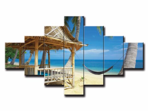 7 dielny obraz na stenu pláž s domčekom
