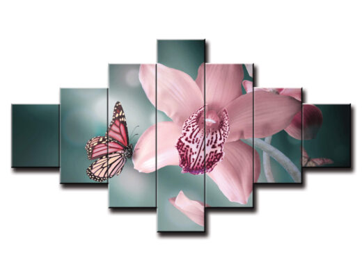 7 dielny obraz na stenu orchidea s motýľom