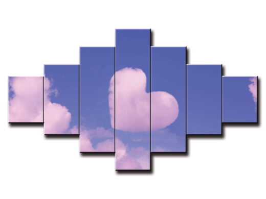 7 dielny obraz na stenu srdce v oblakoch
