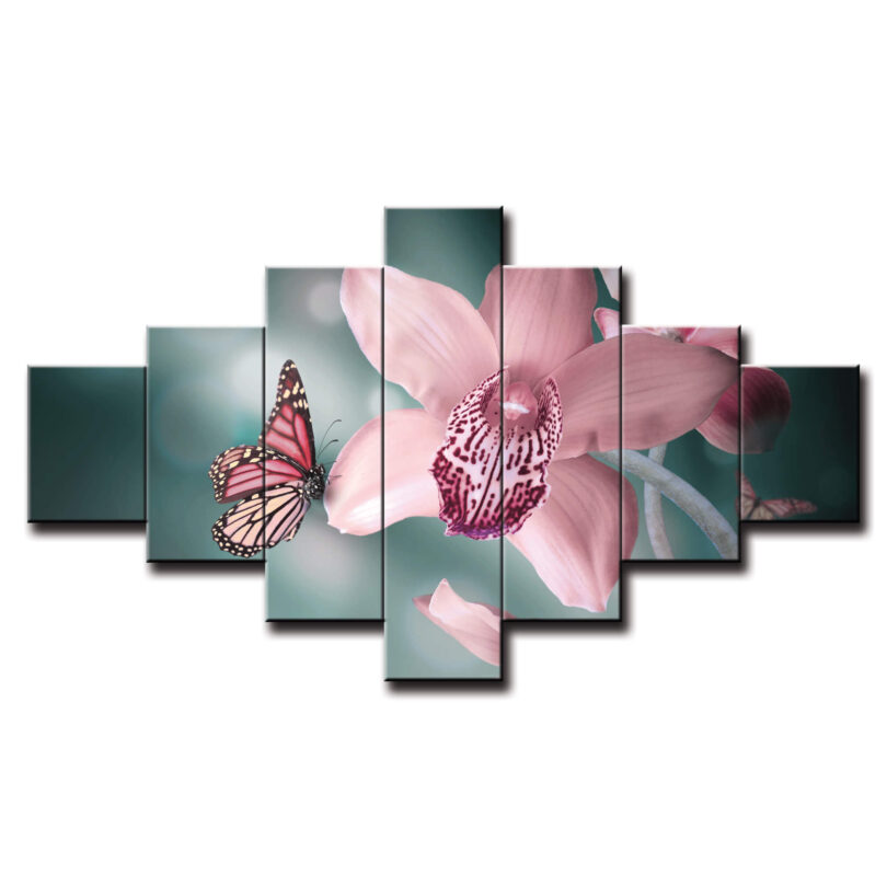 7 dielny obraz na stenu orchidea s motýľom