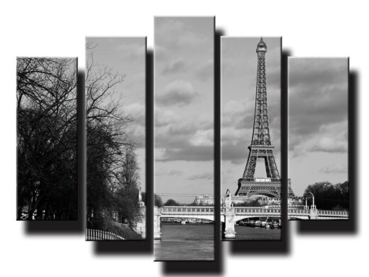 Eiffelova veza v parizi cierno biela