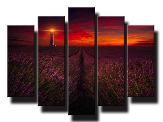 5 dielny obraz na stenu Levandulové pole pri západe slnka