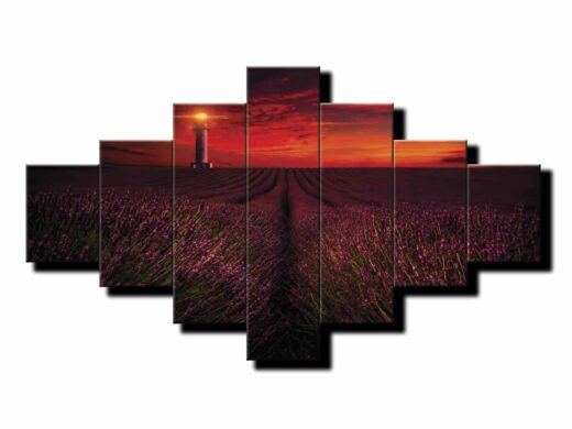 7 dielny obraz na stenu Levandulové pole pri západe slnka